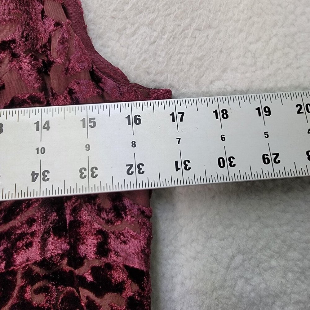 Vintage 90s Y2K Scott McClintock Burgundy Floral Burnout Evening Maxi Sheath - Picture 4 of 12